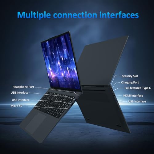 Image of 14'' Student Laptop Computer,1080P FHD Display,8GB RAM,512GB SSD,N5095 CPU College Student Pink Laptop,Numeric Keypad,256GB TF Card,Webcam, 5GWiFi, HDMI,Gray