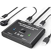 USB C 切替器、2入力1出力、1入力2出力、USB C 双方向切替器、Cポートが備えたPC2台用、 4K@120Hz 8K@60Hz ビデオ10Gbps データ転送