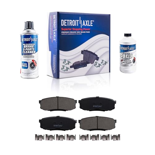 Image of Detroit Axle - Rear Brake Pads for Toyota Tundra Sequoia Land Cruiser Lexus LX570 Ceramic Brake Pads w /Hardware 2008 2009 2010 2011 2012 2013 2014 2015 2016 2017 2018 2019 2020 2021 Replacement