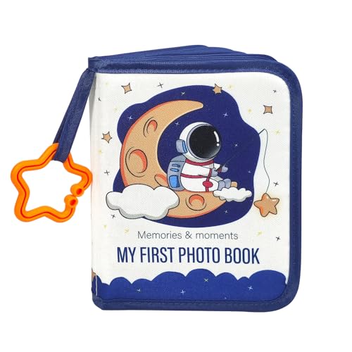 Image of Baby's First Photo Book, First Year Baby Memory Book,Personalized Fabric Photo Album,Family Photo Album,My First Baby Photo Album 4x6 (Astronaut)