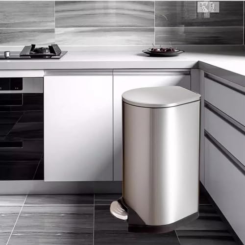 YANG11FAN Abfalleimer Fingerabdruckresistenter Mülleimer aus Edelstahl, freihändiger Küchen-Mülleimer mit sanft schließendem Deckel, Fußpedal und Inneneimer for das Home Office Mülleimer(50L) – Bild 8