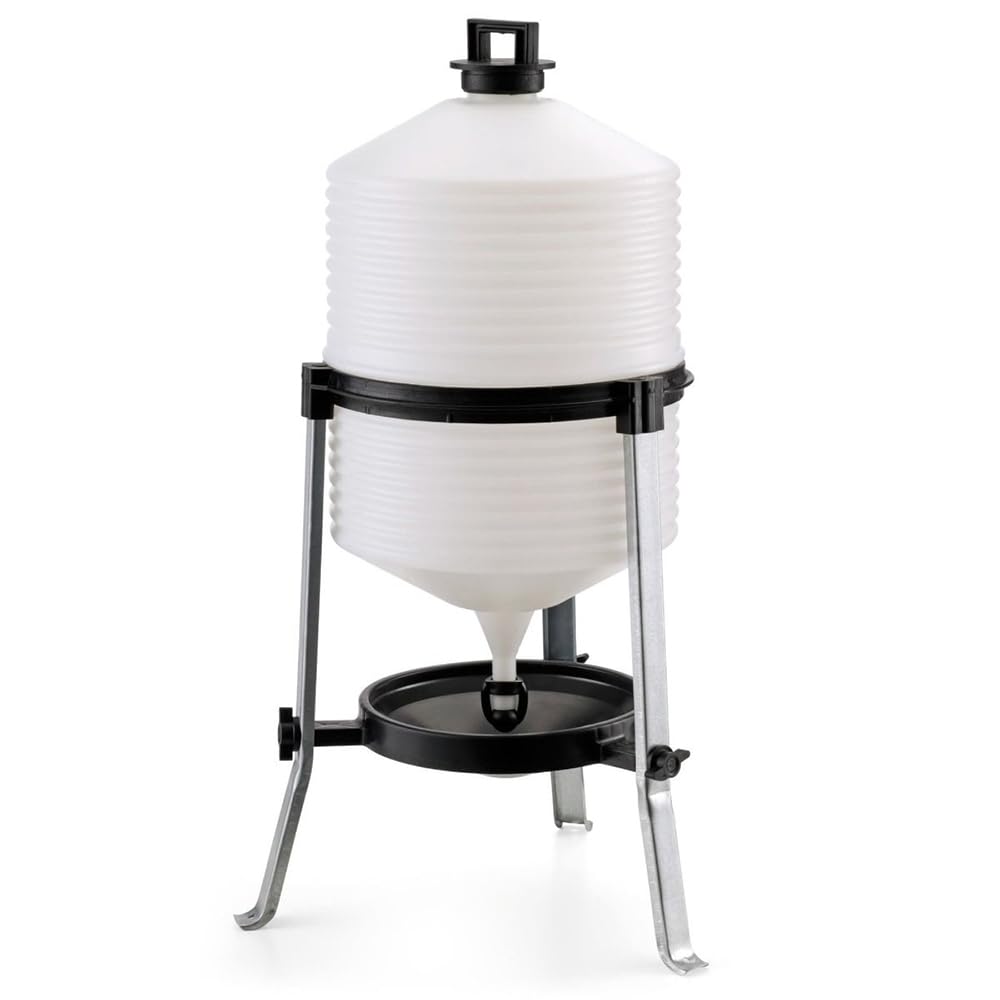horizont Bebedero para pollos 30l, bebedero de plástico, bebedero para aves de corral incl. patas de acero y asa de transporte, dispensador de agua para codornices, patos y otras aves de corral