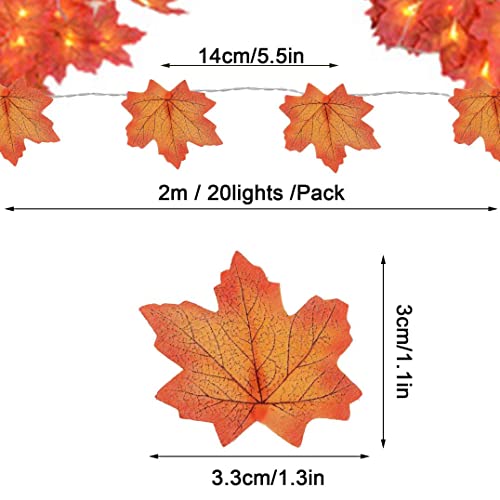 Guirnalda de otoño iluminada Decoración de Acción de Gracias, Guirnalda con pilas Hojas de arce con luces, Cadena de luces de otoño de boda Decoración para el hogar Decoraciones para interiores y ext