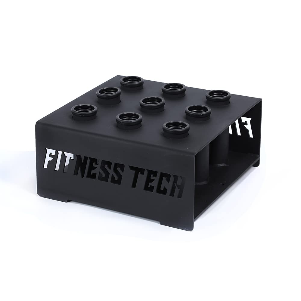 Soporte de Suelo para Barra Olímpica - Rack de Almacenamiento y Protección de Superficies - Capacidad para 9 Barras Olímpicas - 20 Kg - 44 x 42,9 x16,5 Cm