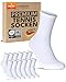 Produktbild 6 Paar Tennissocken Herren 43-46 Weiß Sportsocken Atmungsaktiv Herrensocken Baumwolle Retro Crew Socken (Weiß 43-46)