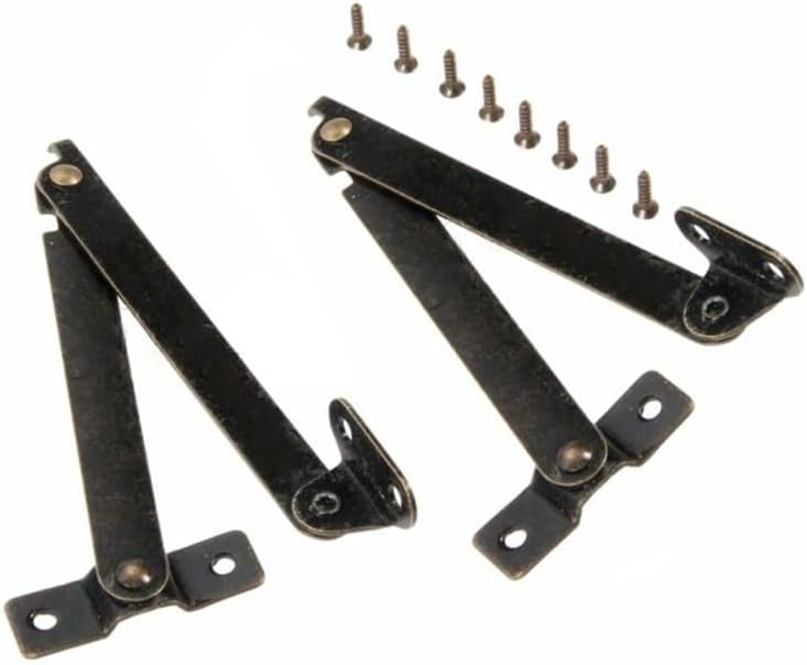 Furniture Hardware Lid Support Hinges for Jewelry Chests and Display Cabinets 2 Pack with Smooth Movement