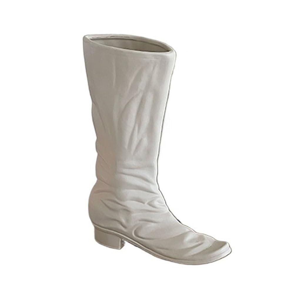 B3f7m4r9j2 One Color Vase White Boot Shaped Vase Ornament Flower Arranger For Fresh And Dried Flowers