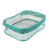 Estojo Baú GG em PVC Cristal Verde Água