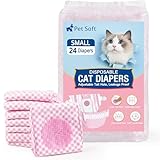 Pet Soft Disposable Cat Diapers for Female & Male Cats, Puppy Doggie Diapers for Female Dogs with Adjustable Foam Tail Hole, 24pcs Small