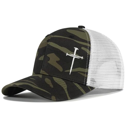 Image of Christian Hats for Men Women,Jesus 3 Nail Cross Hat Christian Religious Gifts for Birthday /Christmas,Black and Silver