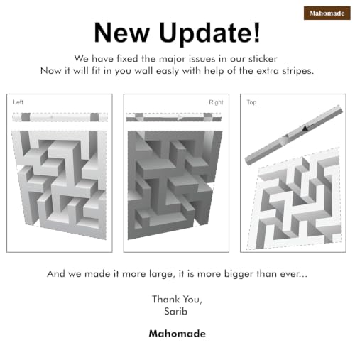 Image of Mahomade Trending 3D Cube Illusion Wall Art, Viral 3D cube for wall corner, Geometric Pixelated Block Design, Grey (Combo Pack)