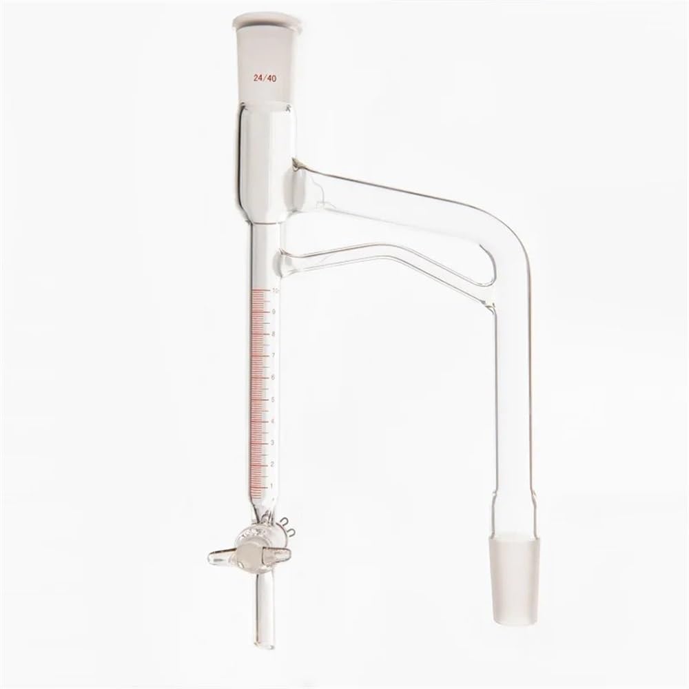 Equipos y suministros de laboratorio Receptor graduado de 10 ml/20 ml, unión 24/40 PTFE/vidrio, válvula vidrio borosilicato D46
