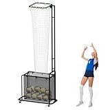 Volleyball Setter Training Equipment, Setting Trainer Net with Target Hoop, 5 Angles Adjustable, Height Adjustable for Serving Spiking Drills System with Ball Collection Bag