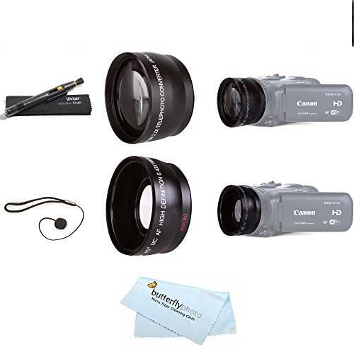 Wide Angle and Telephoto Lens Kit for Canon VIXIA HF R82, HF R80, HF R800, HF R700, HF R72, HF R70 Camcorder Includes .43x Wide Angle Lens + 2.2X Telephoto Lens + Lens Pen Kit + Much More -  ButterflyPhoto, AMAZ22736