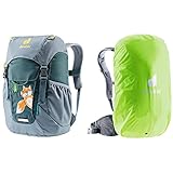 deuter Unisex Kinder Waldfuchs 10 Kinderrucksack, Arctic-slateblue, 10 L & Raincover Mini Regenhülle (12-22 L)