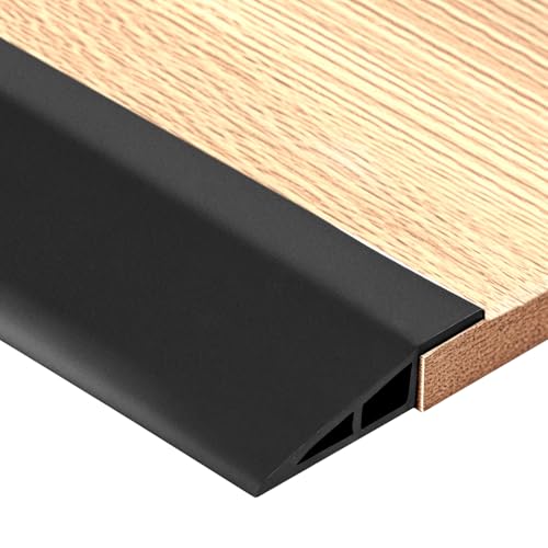 QWORK® 1 m PVC Gummi Rollstuhlrampe, Selbstklebende Schwellenrampe, Flexibler Bodenübergangsstreifen für Türen, Fliesen und Treppen (schwarz, 1 cm Höhe)