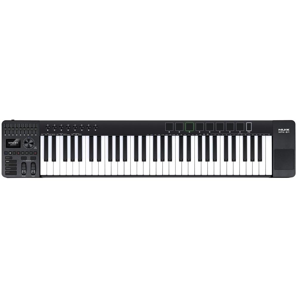 NU-X NTK-61 MIDI-Control-Tastatur mit 61 Tasten, 5 Oktaven, multifunktionaler MIDI-Controller, Cubase LE im Lieferumfang enthalten, halbgewichtete Tasten, Pitch- und Modulationsräder