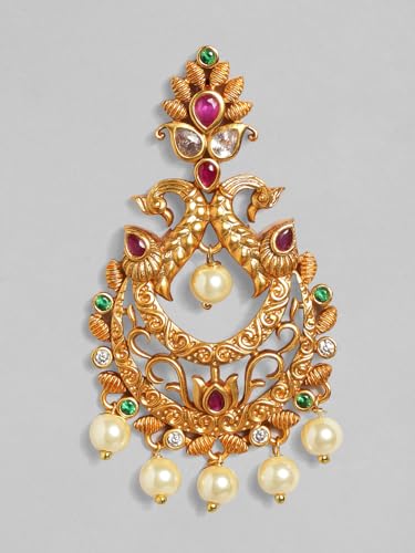 Image of Rubans Chandbali Earrings Gold Plated Traditional Pearl Detailed Jewellery Gift for Women & Girls