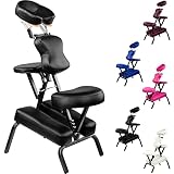 Movit Klappbarer Massagestuhl/Tattoo Stuhl inkl. Tasche, belastbar bis 200 kg, Farbwahl, schadstoffgeprüft, Farbe schwarz