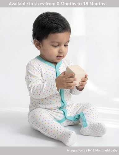 Image of Amazon Brand - Symbol Unisex 100% Cotton Full Sleeve Baby Sleepsuits (Available in Pack of 3 & 6)