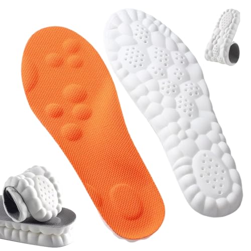 Steppers Insoles for Men Women, Massage Insole, Cloud Insole, Men's Comfortble Steppers Shoe Insoles Inserts, Memory Foam with Arch Surpport Insoles for Arch Pain (Orange, Men 11.5-12.5/Women 13-14)