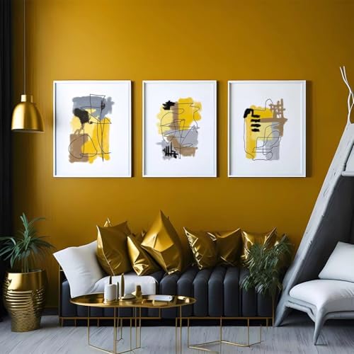 Affiche imprimée abstraite jaune 60x80cm décoration murale