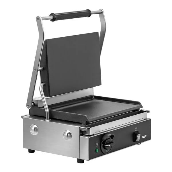 PSG4-SF120-C Single Cast Iron Panini Grill with Smooth Plates - 13 1/2