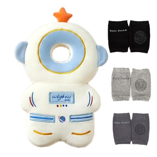 Feidoog Baby Head Protector Cushion Backpack with 3 Knee Pads for Walking & Crawling,Astronauts