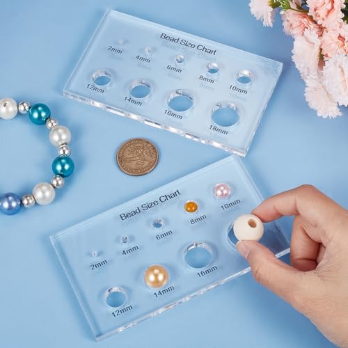 PH PandaHall 2pcs Bead Measuring Ruler Acrylic Clear Circle Template | Bead Size Chart Board, Multi-Function Geometric Stencil, For Beads Stones Gem Diamond, 2/4/6/8/10/12/14/16/18mm