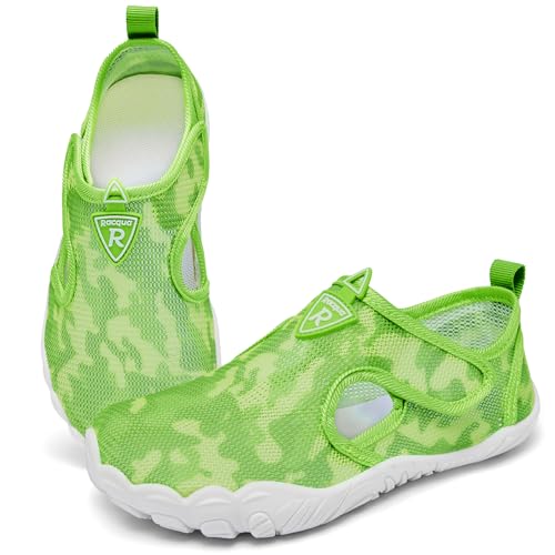 Racqua Aqua Fast Dry Pool Kids Indoor Slip-On Shoes Outdoor Lightweight Girls Boat Shoe Boys Swimming Beach Sea Water Breathable Shoes Green 6