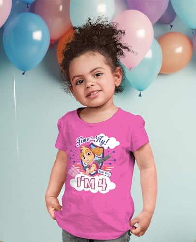 Paw Patrol Skye 4th Birthday Girls Fitted Shirt - Cute Pink Tee and Fun Party Gift for 4-Year-Olds2