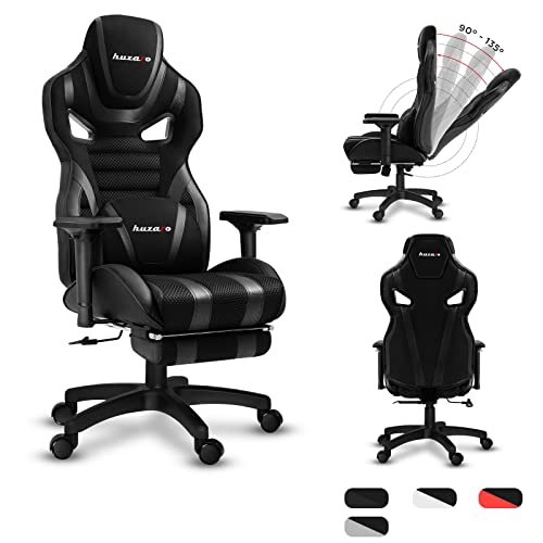huzaro Black Mesh Force 7.5 Gaming Chaise de Bureau avec accoudoirs réglables Design Ergonomique Coussin Lombaire en Cuir Charge maximale 150 kg, Maille Noire, Standard Cover
