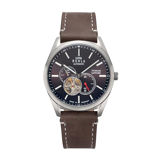 UMR RUHLA Armbanduhr, Herren, Automatik, Lederarmband, Titangehäuse, wasserdicht bis 5 bar, Farbe:Braun