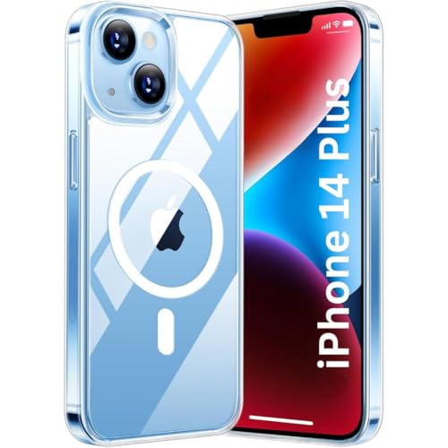 Image of Back Case Cover for iPhone 14 Plus | Mag-Safe Compatible | Camera Protection | Transparent Mobile Phone Case Cover for Apple i Phone 14 Plus | i Phone 14Plus TPU Transparent Back Cover