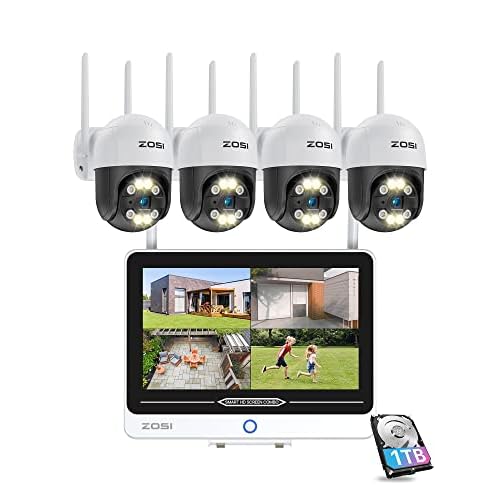 ZOSI 1080P Kit de Cámaras de Vigilancia 8pcs 2MP Cámara de Seguridad Exterior con 8CH H.265+ Grabador DVR, Visión Nocturna, Alarma de Movimiento, 2TB Disco Duro 8x 1080p C106 Negro