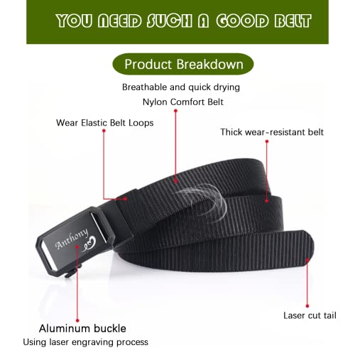 xrlsg Custom Belts with Laser-Engraved Text Personalized Slide Ratchet Web Belt Adjustable Nylon Double-sided for Men3