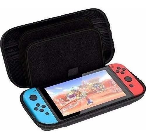 Capa Case Estojo Para Nintendo Switch Console + Pelicula Vidro - Azul.