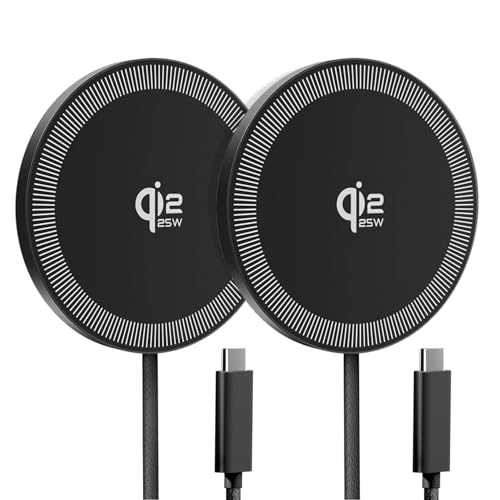 Image of 25W Wireless Charger for MagSafe, Qi2.2 Magnetic Fast Charging Pad for iPhone 17 /16 /15 /14 /13 /12 Series & AirPods, Strong Magnet, Thin & Portable Wireless Charger for Travel Home Office(Black, 2Pack)
