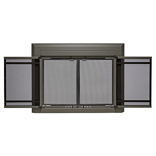 Image of UniFlame Kendall, Cabinet-Style Fireplace Doors, Gunmetal, Size: Small