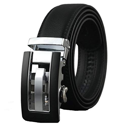 xsby Men's Leather Ratchet Dress Belt with Automatic Buckle
