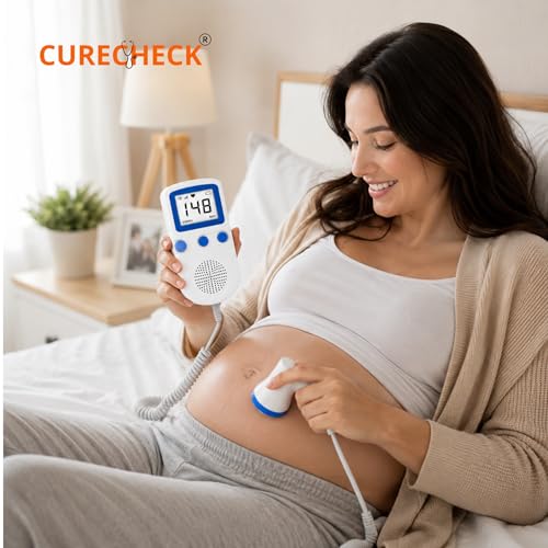Image of Portable Fetal Doppler Baby Heart Monitor for Pregnancy with Inbuilt Speaker, Large Display Size | for Home & Clinic | Batteries Included
