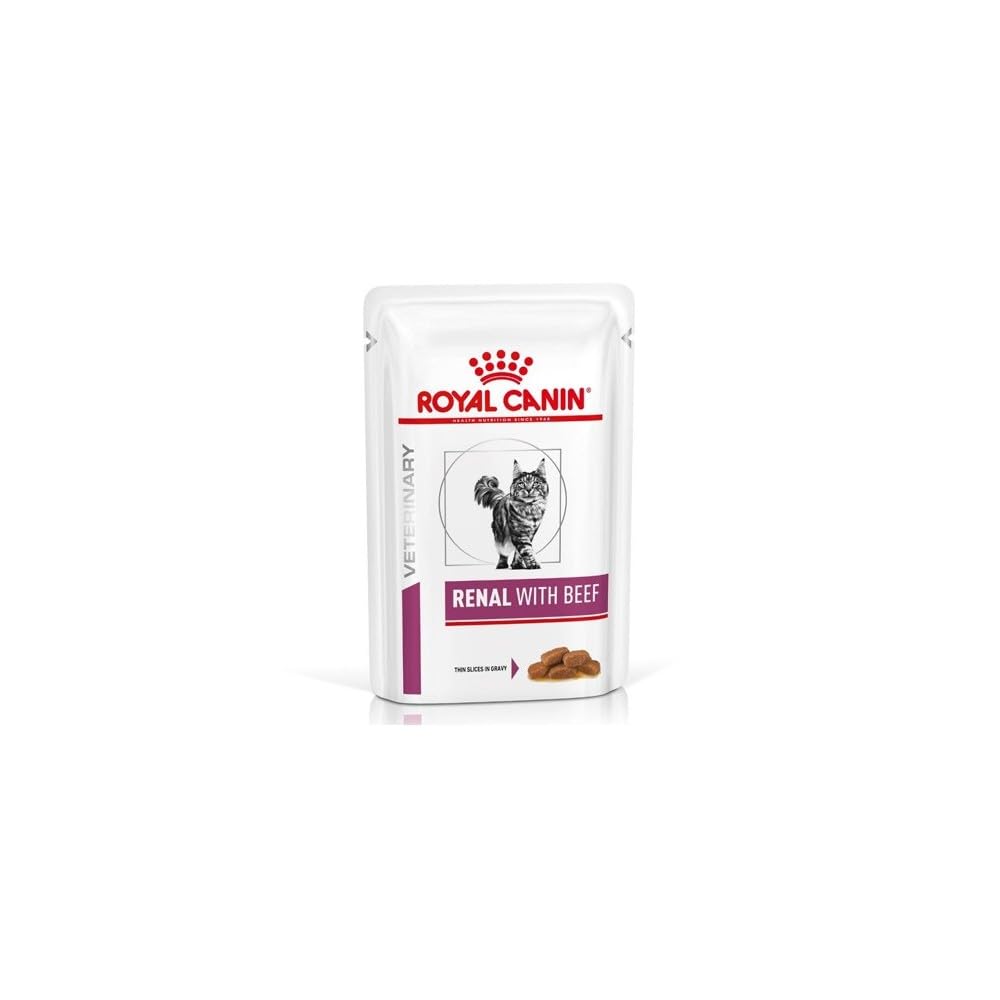Royal Canin Veterinary Renal Beef | 12 x 85 g | Alimento dietético Completo para Gatos Adultos | Apoyo para Problemas renales | En Bolsa Fresca | Delicioso Sabor a Ternera