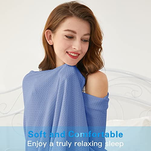 AmyHomie Cooling Blanket, 100% Rayon Derived from Bamboo, Cool Summer Blanket for Hot Sleepers, Soft Comfy Lightweight Blankets for All Seasons(Periwinkle Blue, 79×91in)