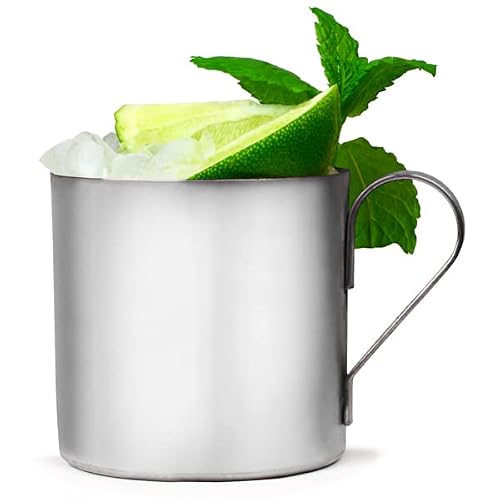 bar@drinkstuff Stainless Steel Moscow Mule Cups 12.3oz / 350ml - Set of 4 | Unique Cocktail Glasses, Cocktail Mugs, Stainless Steel Mugs, Metal Cocktail Mugs, Camping Mugs