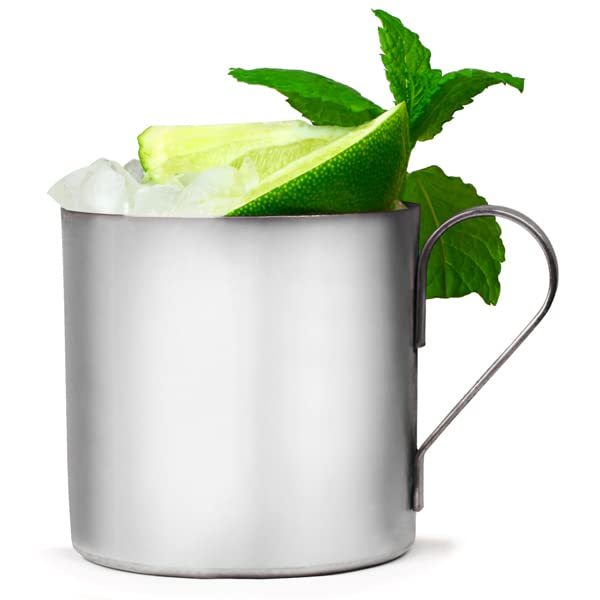 bar@drinkstuff Stainless Steel Moscow Mule Cups 12.3oz / 350ml - Set of 4 | Unique Cocktail Glasses, Cocktail Mugs, Stainless Steel Mugs, Metal Cocktail Mugs, Camping Mugs