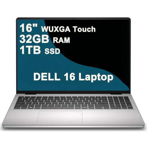 Image of Dell 16 Business Laptop 16 inch 2K WUXGA Comfortview Touchscreen Intel 10-core Core 7 150U 32GB DDR5 1TB SSD Backlit Fingerprint Wi-Fi6E FHD Camera Type-c ExpressCharge Long-Lasting Battery Win11Pro
