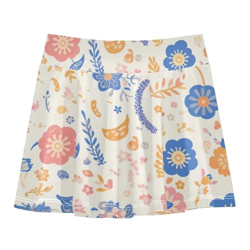 Girls Tennis Skirts with Built in Shorts Flowy Little Girl Skort Kids Cheer Skirt with Pockets