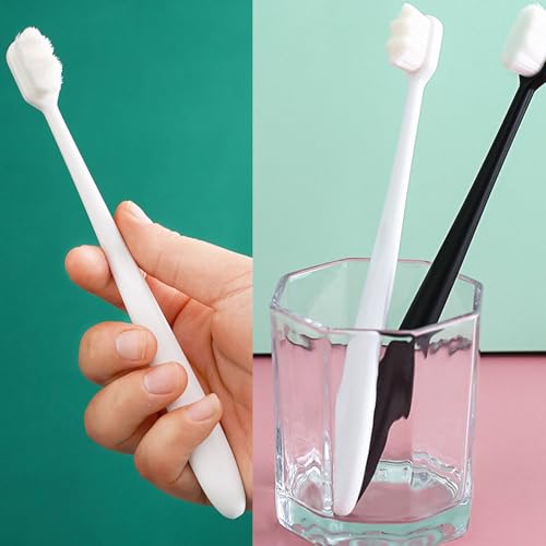 Mikro-Nano-Zahnbürsten mit 20.000 Borsten, steriler Faser, weiche Zahnbürste, weiche Borsten, Zahnbürste für zerbrechliches Zahnfleisch, Erwachsene und Kinder für empfindliche Zähne, Weiß, Schwarz – Bild 8