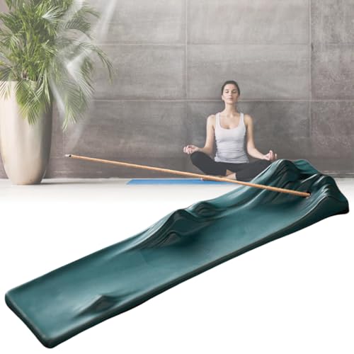 Brateuanoii Quemador de Incienso Cerámica, Incensario Carbon, Quemador de Incienso de Cerámica en Forma de Barco, 23.5cm para la Decoración de Yoga Meditativa de la Aromaterapia, Verde Retro