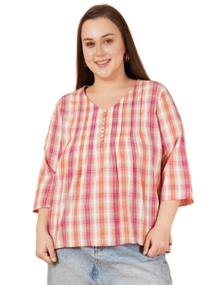 9 Impression Women Pink & White Striped Bell Sleeves V-Neck Top-image-24